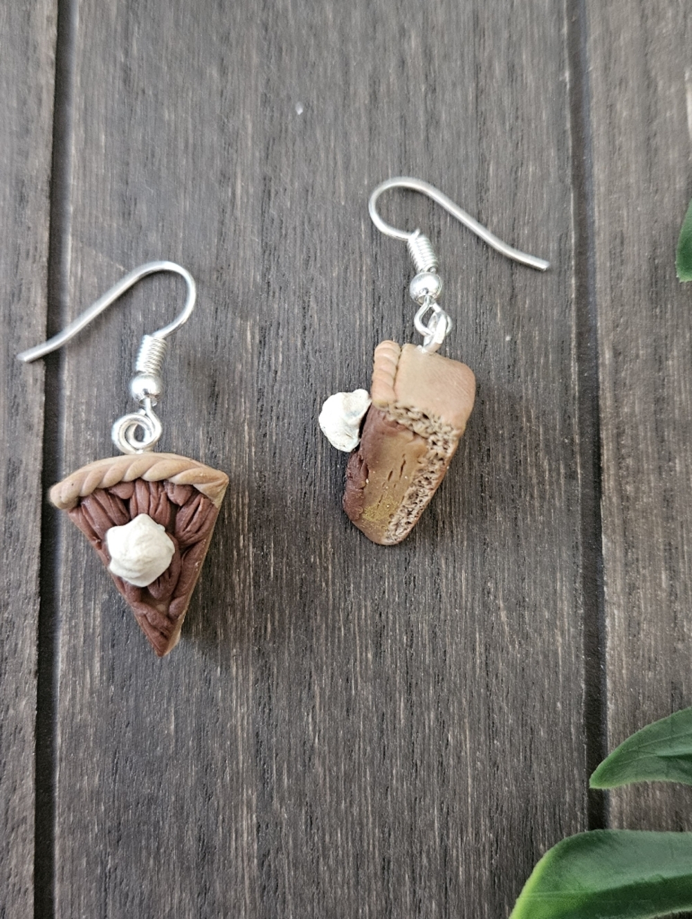 Handmade Pecan Pie Clay Earrings, Realistic Polymer Clay, Foodie Gift